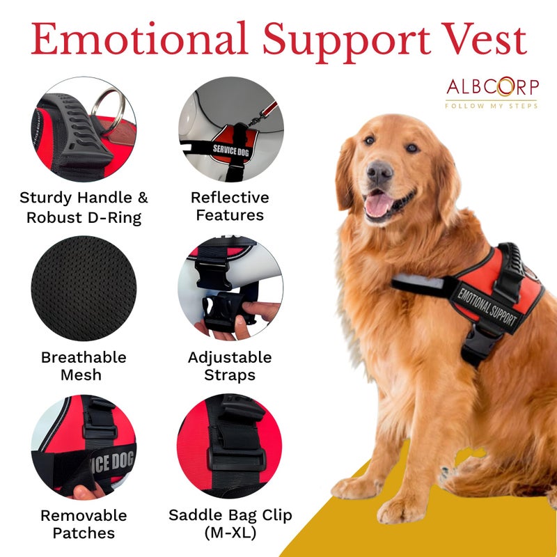 ALBCORP Emotional Support Dog Vest â€“ Reflective Harness - Woven Nylon, Comfy Mesh Padding - Sizes from XXS to XL â€“ Emotional Support Dog Patches Included. Black, Extra Large - Image 4